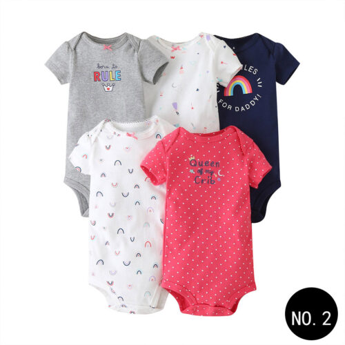 BubBasics™ – Essential 5-Pack Cotton Rompers for Little Ones!