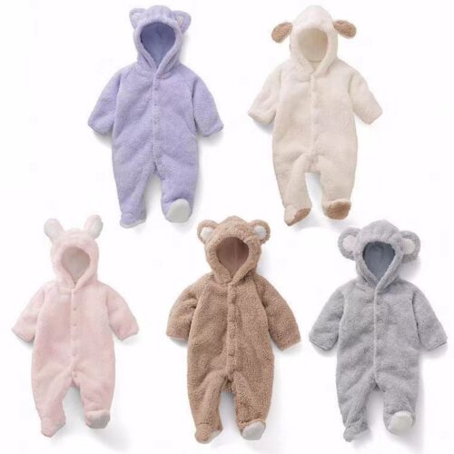 SnugCubs™ – Ultra-Cozy Coral Fleece Hooded Jumpsuit for Chilly Days! - Image 2