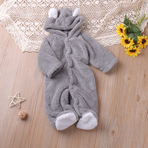 SnugCubs™ – Ultra-Cozy Coral Fleece Hooded Jumpsuit for Chilly Days! - Image 3