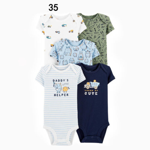 PlayNest™ – 5-Pack Short Sleeve Cotton Bodysuits for Little Ones - Image 3