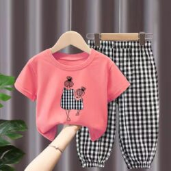 PlayCharm™ – Printed Cotton Short Sleeve & Pants Set for Kids
