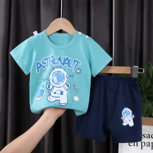 PlayBuddy™ – Printed Cotton Short Sleeve & Shorts Set for Kids - Image 2