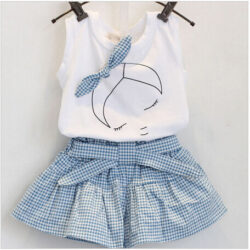 BlueBloom™ – Cotton Gingham Top & Skirt Set for Little Girls