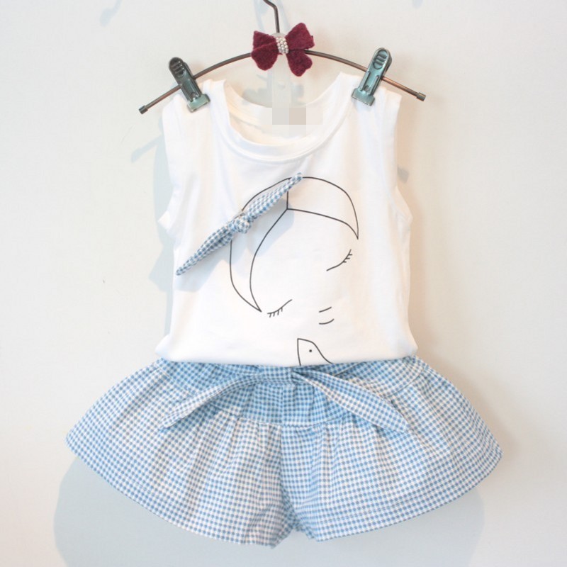 BlueBloom™ – Cotton Gingham Top & Skirt Set for Little Girls - Image 4