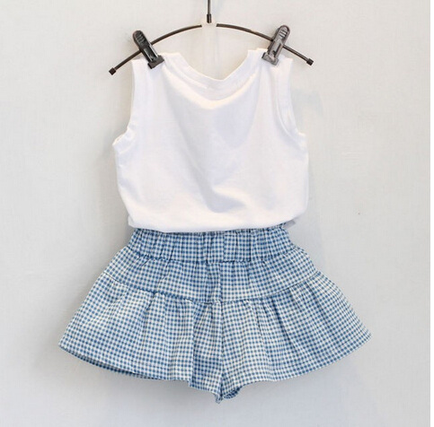 BlueBloom™ – Cotton Gingham Top & Skirt Set for Little Girls - Image 2