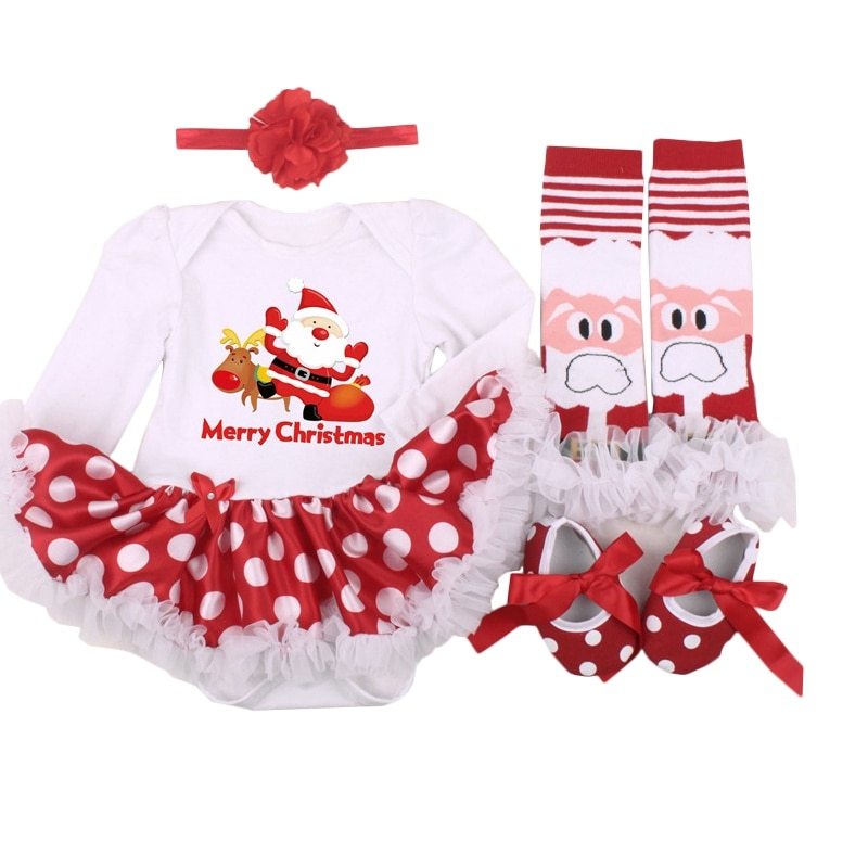 JoyPolka™ – My 1st Christmas 4-Piece Baby Outfit Set - Image 3