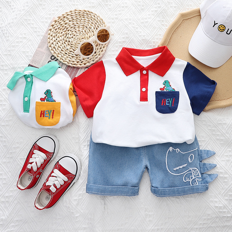 HeyDay™ – Colour Stitching Cotton Shorts Set for Little Boys