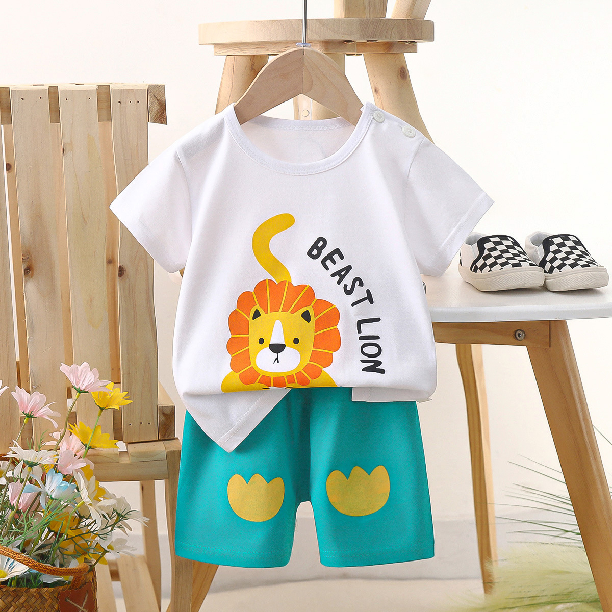 FunTales™ – Cartoon Cotton Tee & Shorts Set