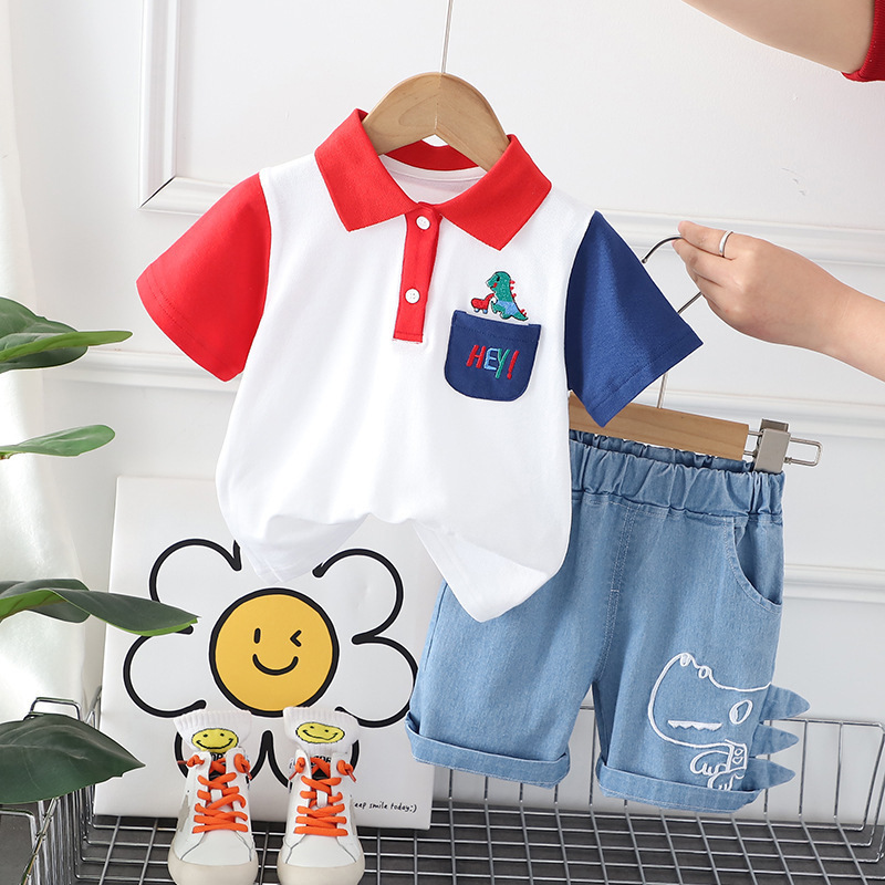 HeyDay™ – Colour Stitching Cotton Shorts Set for Little Boys - Image 2