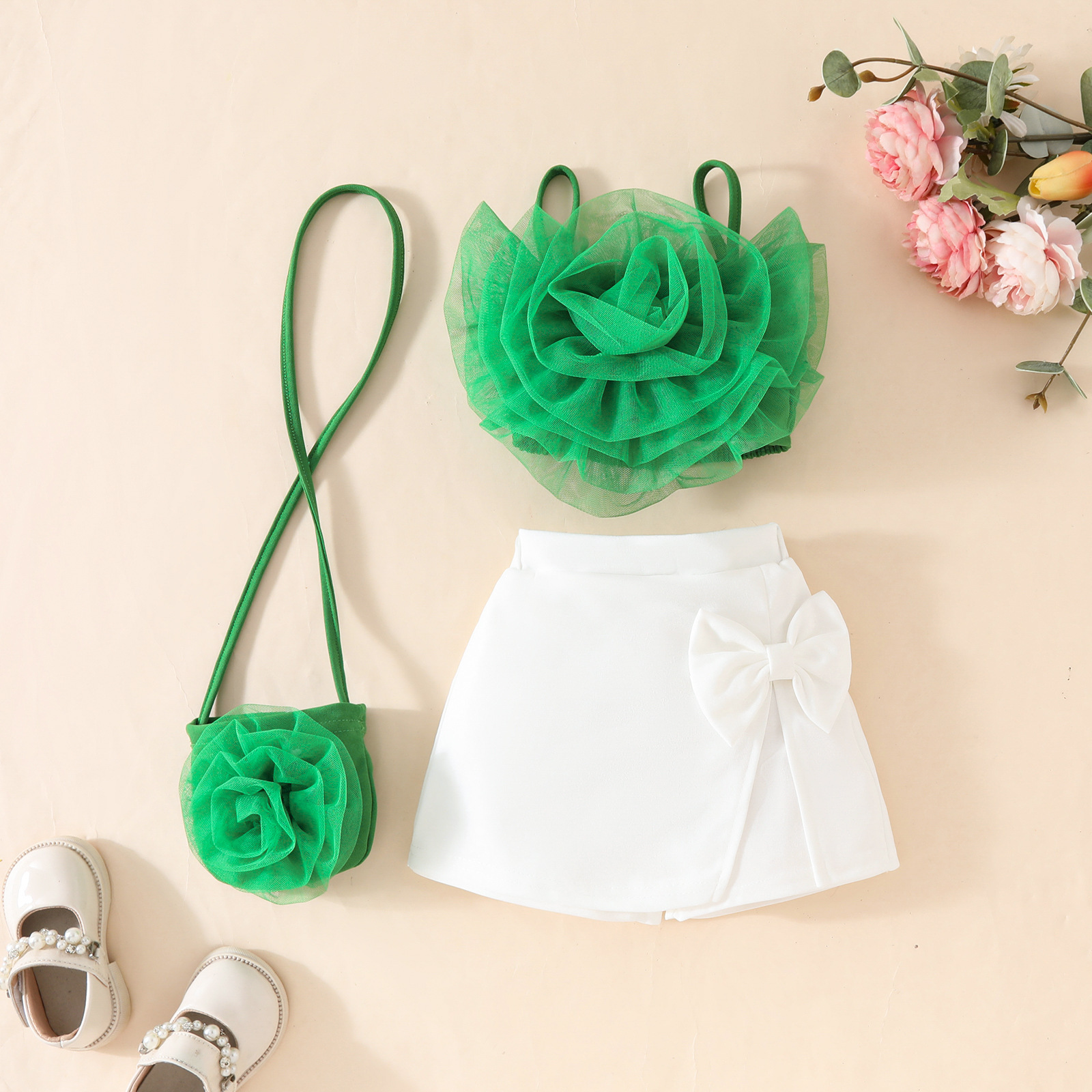 BlossieBloom™ – 3D Flower Strap Top & Skort Set for Girls - Image 5