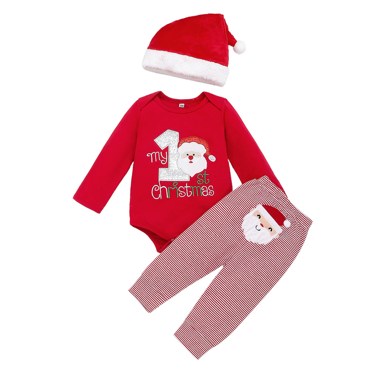 SantaSnugs™ – My First Christmas Cotton 3-Piece Baby Set - Image 3