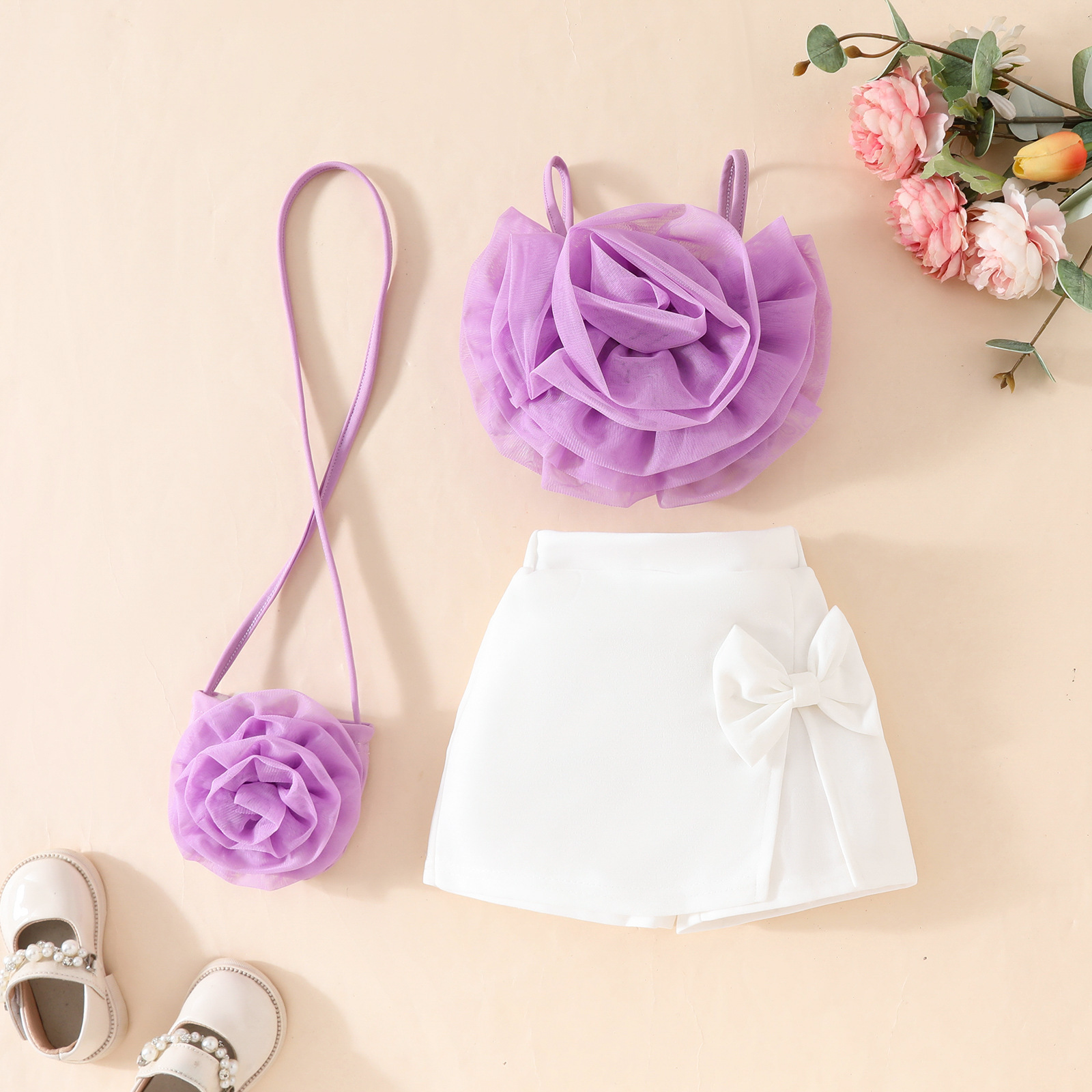 BlossieBloom™ – 3D Flower Strap Top & Skort Set for Girls - Image 2
