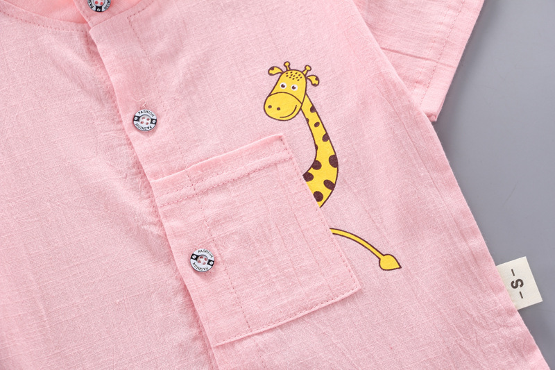 GiraffeChic™ – Cotton Short Sleeve Shirt & Denim Shorts Set for Boys - Image 2