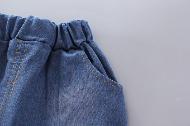 GiraffeChic™ – Cotton Short Sleeve Shirt & Denim Shorts Set for Boys - Image 4