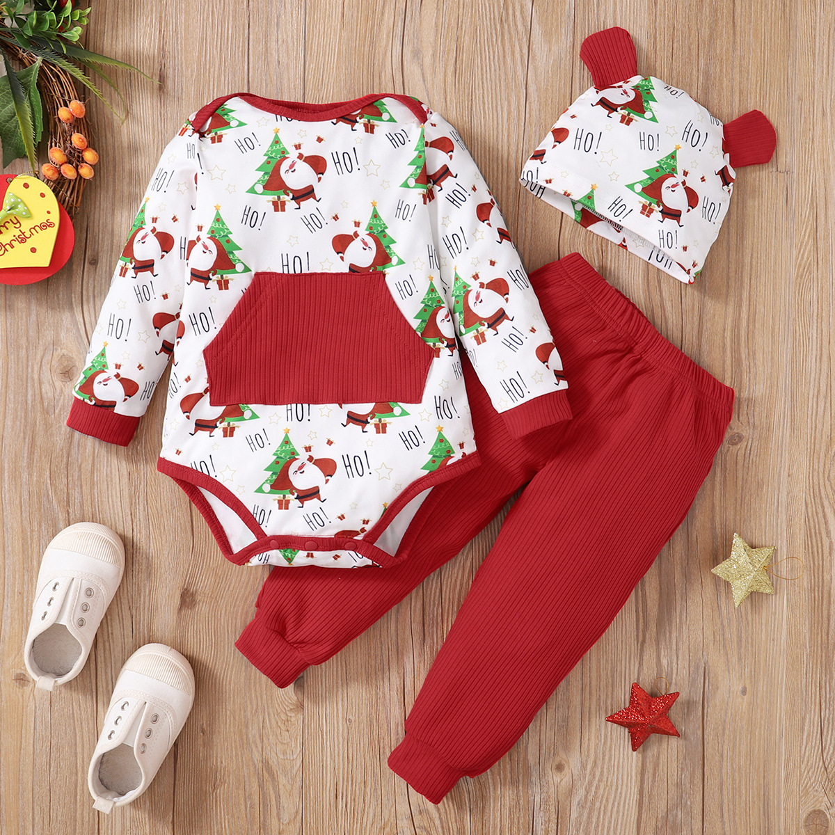 ReinDeerHugs™ – Baby Christmas Cotton 3-Piece Set - Image 4