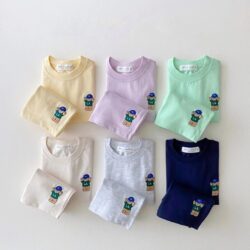 🧸 Little Explorer™ Cotton Bear Short Sleeve Set – Unisex Summer Outfit