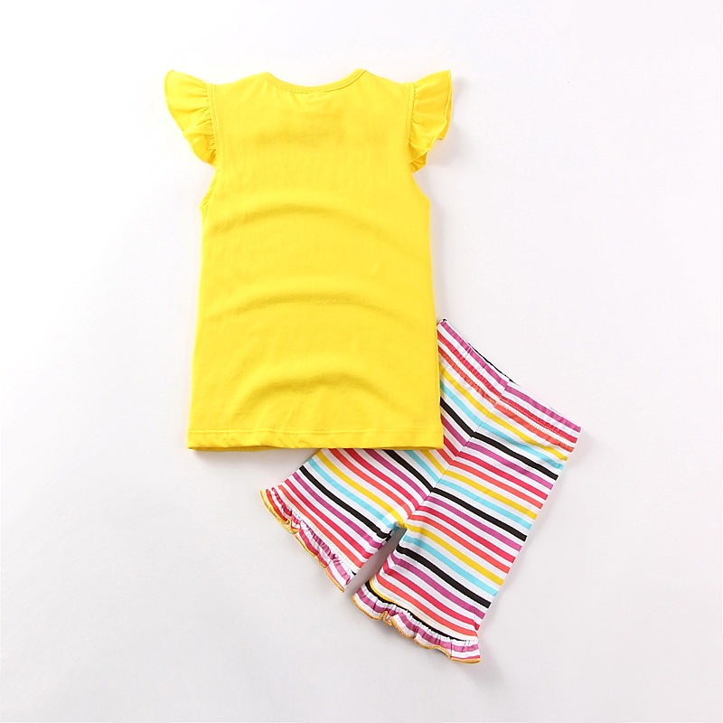 🌼 SunnyBloom™ – Embroidered Cotton Short Sleeve Top & Rainbow Shorts Set (2T–7T) - Image 3