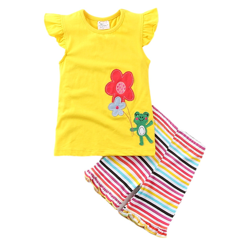 🌼 SunnyBloom™ – Embroidered Cotton Short Sleeve Top & Rainbow Shorts Set (2T–7T) - Image 2