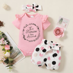 👑 Princess Arrival™ – Baby Short Sleeve Top & Shorts Set