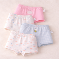 BlossomBubs™ – Soft Cotton Girls Cartoon Boxer Shorts (4-Pack)