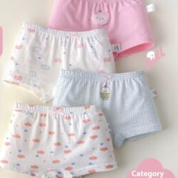 BlossomBubs™ – Soft Cotton Girls Cartoon Boxer Shorts (4-Pack)