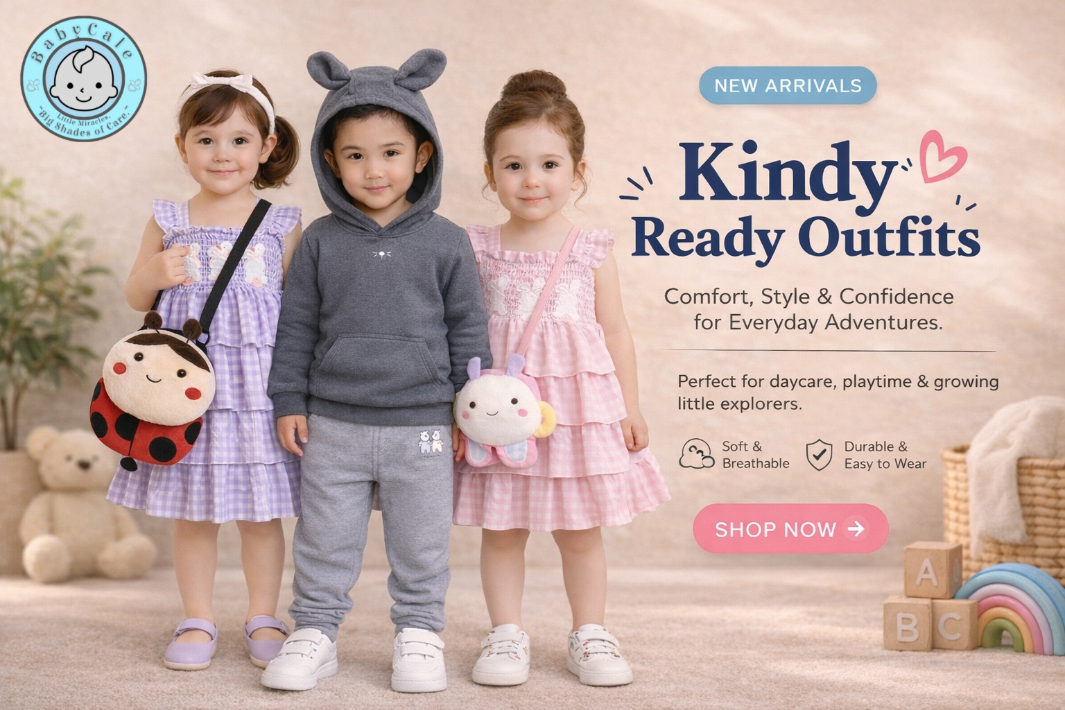 Kindy Ready, Every Day Comfortable outfits made for little explorers.